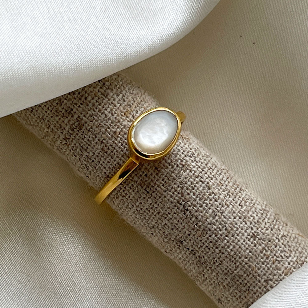 Moonshine Mother Of Pearl Gold Adjustable Ring