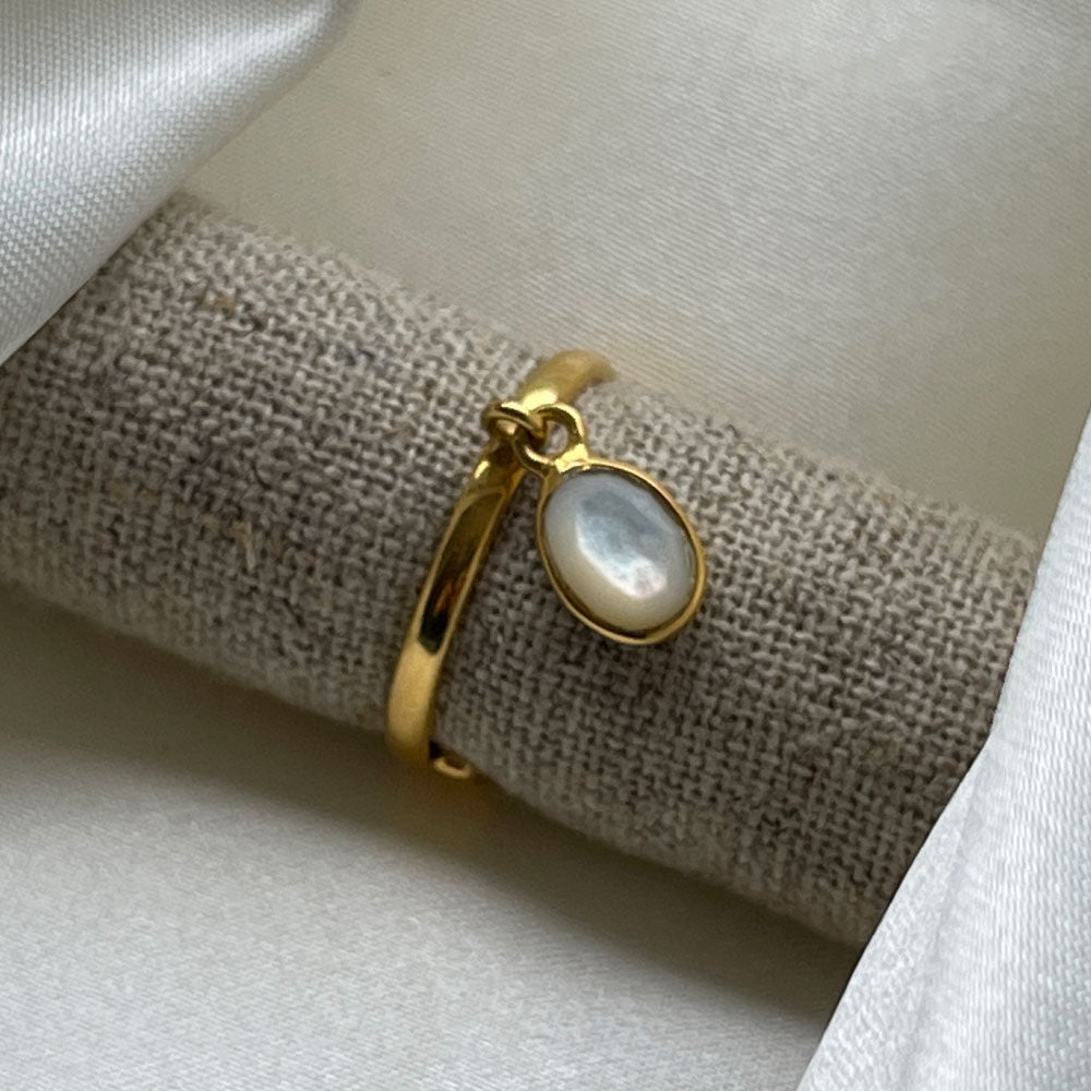Rio Mother of Pearl Gold Adjustable Charm Ring