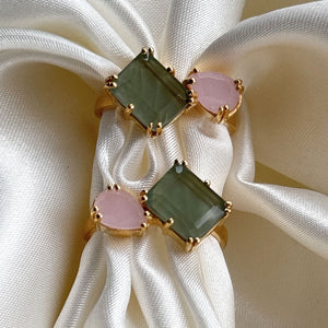 Wears My Money Pink and Green Quartz Gold Ring