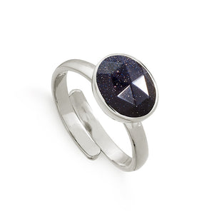 Atomic Midi Blue Sunstone Silver Adjustable Ring