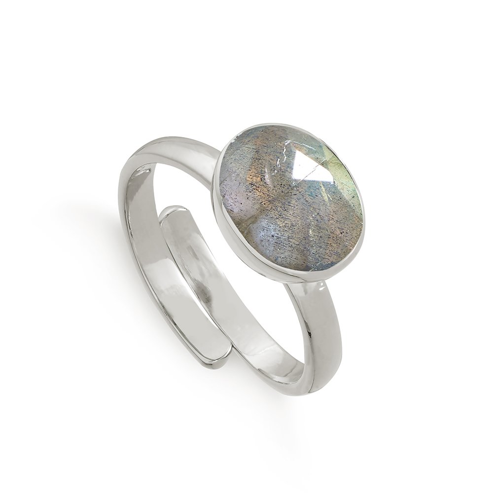 Atomic Midi Labradorite Silver Adjustable Ring