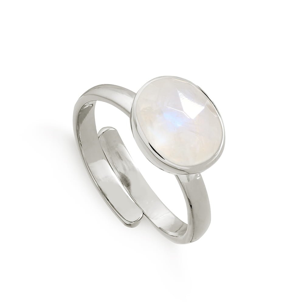 Atomic Midi Rainbow Moonstone Silver Ring