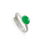 Atomic Mini Emerald Quartz Silver Adjustable Ring