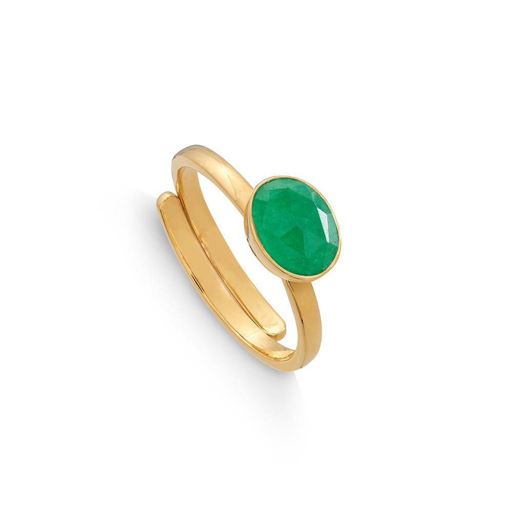 Atomic Mini Emerald Quartz Gold Adjustable Ring