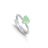 Audie Light Green Chalcedony Silver Adjustable Ring