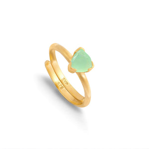 Audie Light Green Chalcedony Gold Adjustable Ring