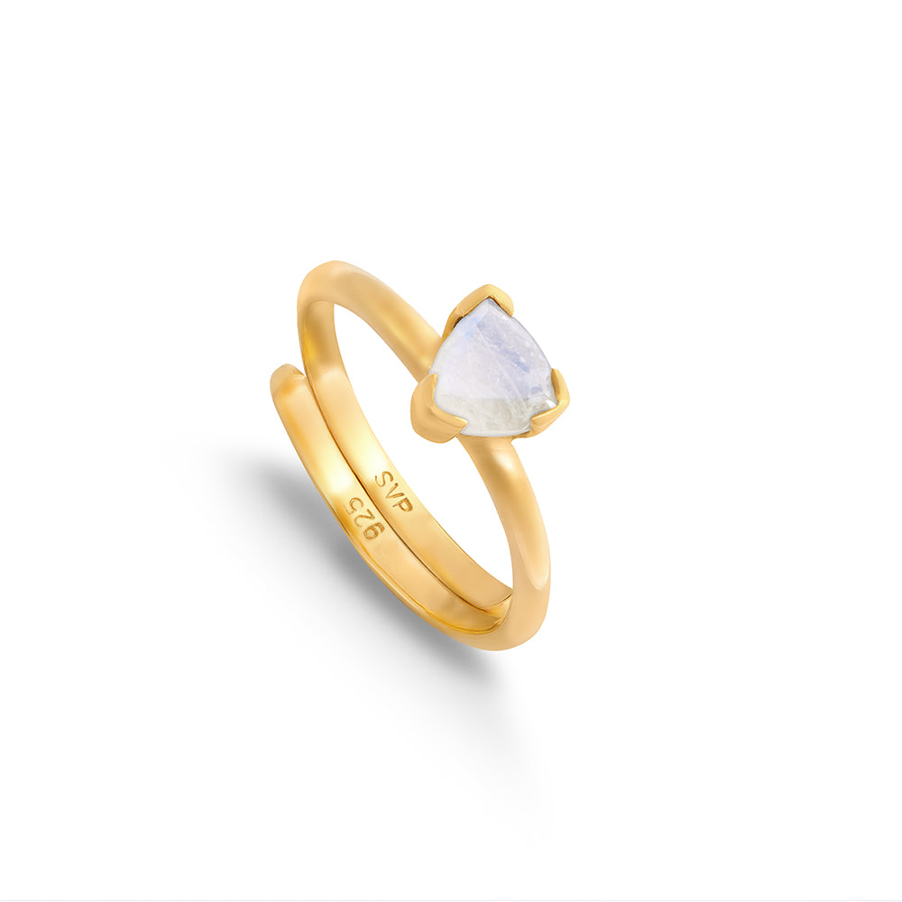 Audie Rainbow Moonstone Gold Adjustable Ring