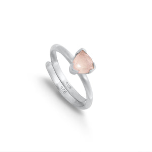Audie Rose Quartz Silver Adjustable Ring
