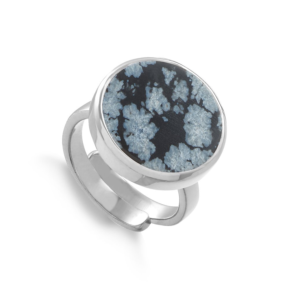 Bella Luna Snowflake Obsidian Silver Ring