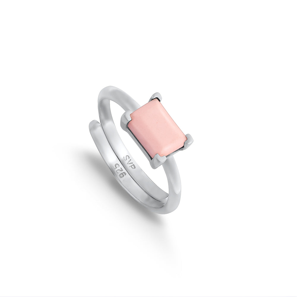 Indu Pink Opal Silver Adjustable Ring