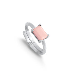 Indu Pink Opal Silver Adjustable Ring