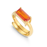 Nirvana Orange Quartz Gold Adjustable Ring