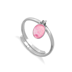 Rio Ruby Quartz Silver Adjustable Charm Ring