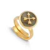 Labradorite Gold Stellar Midi Adjustable ring showcasing an arrow motif