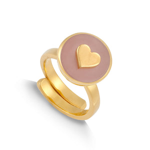 Stellar Midi Heart Rose Quartz Gold Ring