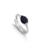 Siren Blue Sunstone Silver Adjustable Ring