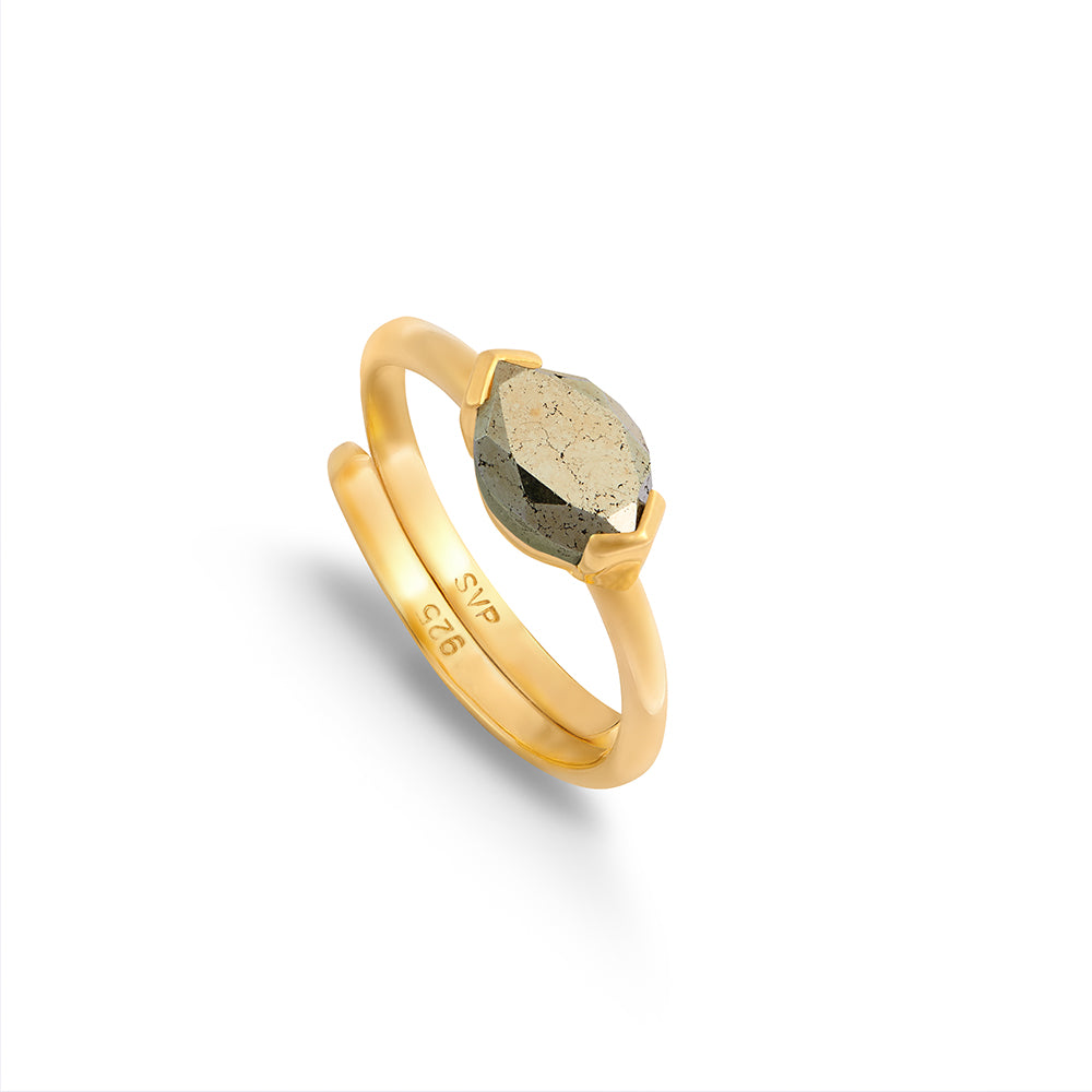 Siren Pyrite Gold Adjustable Ring