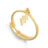 Supersonic Small Gold Lightning Charm Ring