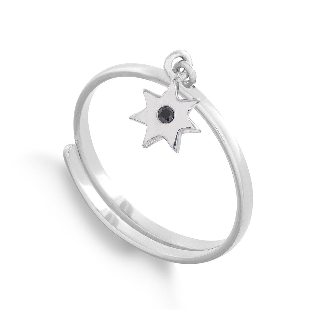 Supersonic Small Sunstar Silver Charm Ring