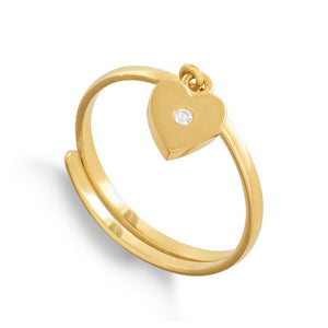 Supersonic Small Gold Heart Charm Adjustable Ring