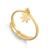 Supersonic Small Sunstar Gold Charm Adjustable Ring