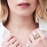 Bella Luna Dalmatian Jasper Gold Ring