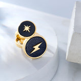 Stellar Midi Star Black Quartz Gold Ring