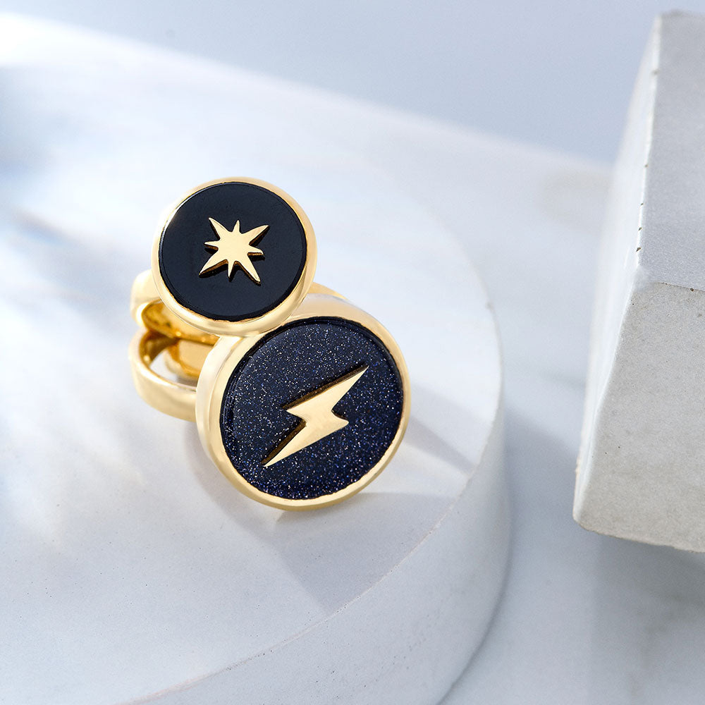 Stellar Midi Arrow Labradorite Gold Adjustable Ring
