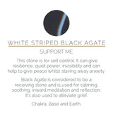 Atomic Midi White Striped Black Agate Gold Adjustable Ring